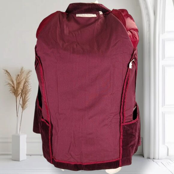 Vintage Perry Ellis Whimsigoth Striped Blazer Size 6 Puff Sleeve Maroon Velour - Picture 11 of 16